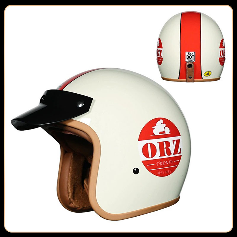 Vintage Open Face Retro Helmet - Casque de moto/scooter rétro vintage 3/4