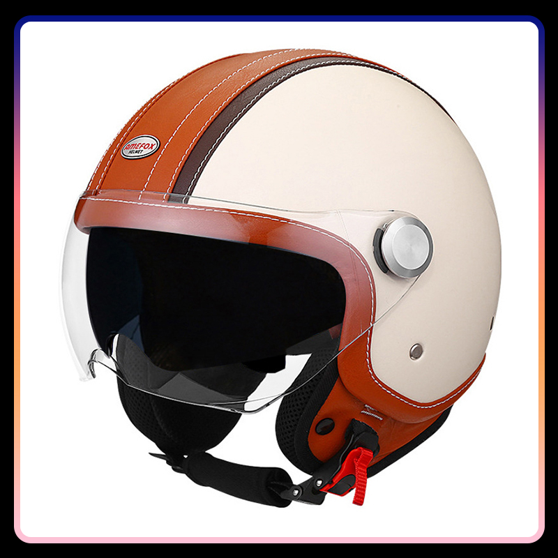 Casque de Moto en cuir à visag - Vintage Open Face Retro Helmet avis et prix