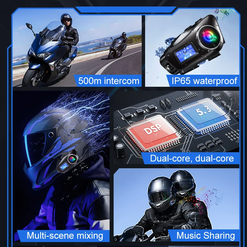 Casque de moto avec casque Blu - Universal Motorcycle Helmet Intercom Headset avis et prix