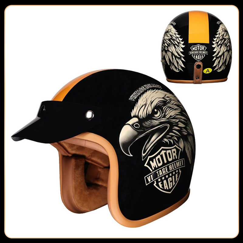 Casque de moto/scooter rétro v - Vintage Open Face Retro Helmet avis et prix